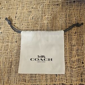 Coach White Fabric Drawstring Pouch with Black Logo